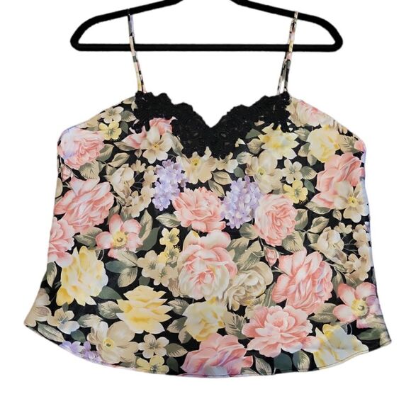 Vintage Victoria’s Secret Gold Label Floral Silk Satin Top Camisole Tank Lace L - Picture 3 of 13